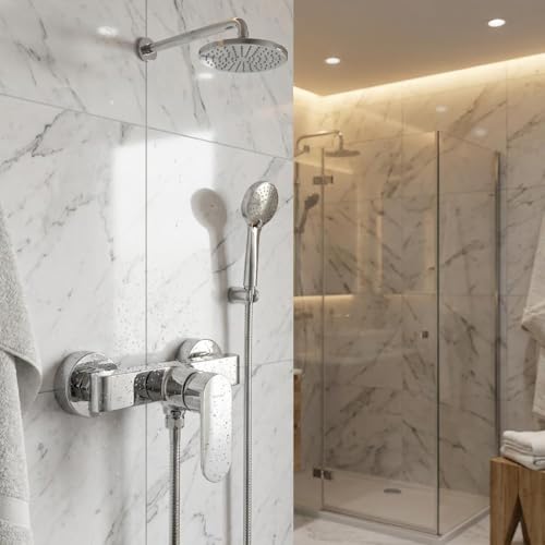 Mitigeur douche mural Alvo finition chrome de haute qualité moderne - 5