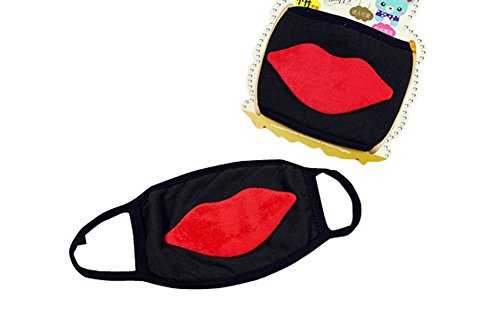 Unisex Large Size Cotton Anti-dust Character Ear Loop Face Mouth Mask for Women Man 2pcs (lip)