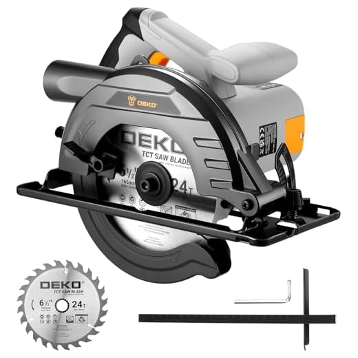 Circular Saw 1200W: DEKOPRO High-Power Saw with 165mm 24T Blade, 4800 RPM, Max Cut Depth 55mm (90°), 33mm (45°), Heavy-Duty Steel Base, Includes Guide Rai, Power Saw for Wood, PVC