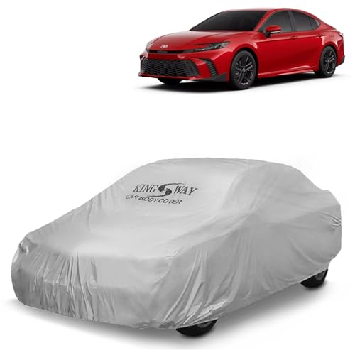 Image of KINGSWAY Camry Car Body Cover Dustproof for (Year 2025 Onwards) All Model, Compatible with Toyota Camry Car Cover, Comes with Bird Droppings, Scratch, UV and Paint Protection, Silver Matty
