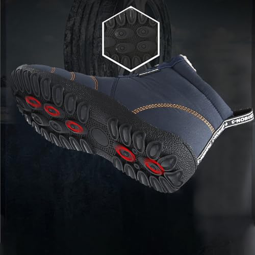 Helenbra Men's Winter Snow Boots,Hand Stitching Lace Up Outdoor Anti-Slip Waterproof Fur Lined Warm Sneakers Lightweight Flat Walking Shoe Casual Ankle Boots3