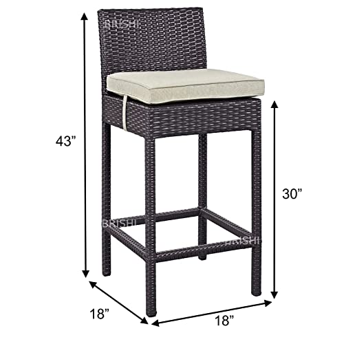 Image of BRISHI Outdoor Bar Set Garden Patio Bar Set 1+4 4-Chairs and 1- Table Set Balcony Bar Table with Stool Set (Brown)
