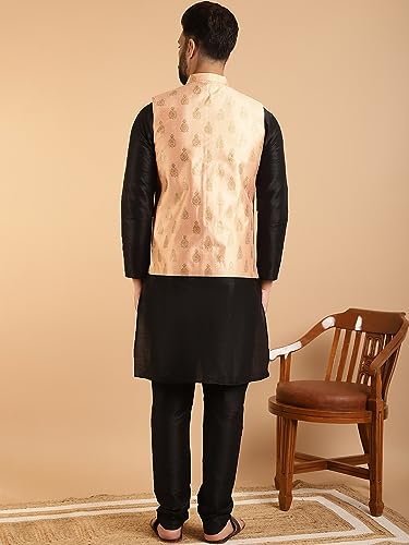 Image of SOJANYA (Since 1958 Men's Silk Blend Kurta Pyjama & Self Design Nehru Jacket Combo