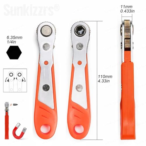 Image of Sunkizzrs 23-Pcs Ratchet Wrench Screwdriver Bit Set with Magnetizer | 1 /4 inch(6.35mm) Drive Hex Socket Set (5mm-13mm) -12 in 1 Screwdriver Bit Set with 1 /4 inch Extension Bit Holder