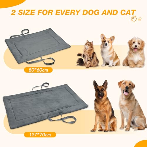 Kritter Planet wasserdichte Katze Hundematte, Faltbare Waschbare Haustier Outdoor Hundedecke für Reisen Camping Outdoor, Faltbare Haustiermatte mit Griffen, Kleine Mittlere Hundebettdecke 80 x 60CM