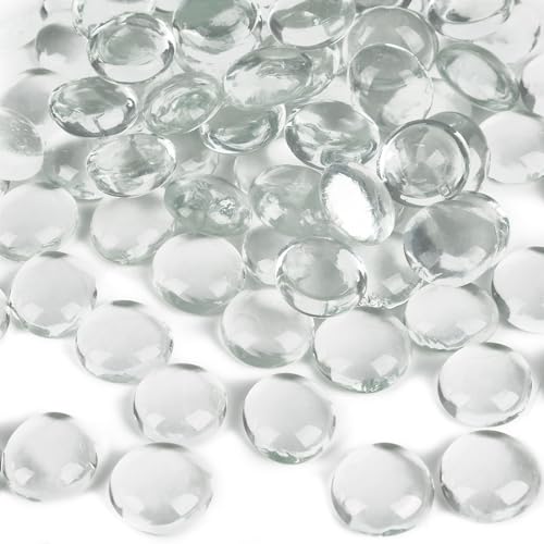DomeStar 5Lb Flat Glass Marbles, Clear Flat Marble Beads Gems Transparent Aquarium Pebbles for Vase Filler Beads Table Scatters