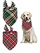 2 Pack Christmas Dog Bandanas, Dog Classic Plaid Scarf Triangle Bibs Kerchief Set, Pet Christmas Costume Accessories for Small Medium Large Dogs Cats Pets