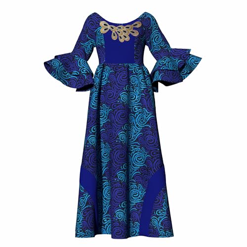 Image of iooiooi Womens African Print Party Maxi Dress Tradition Dashiki Ankara Long Dress & Headwrap