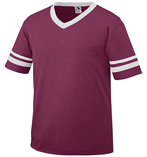 Augusta Sportswear Men's Sleeve Stripe Jersey, MAROON/WHITE, X-Large