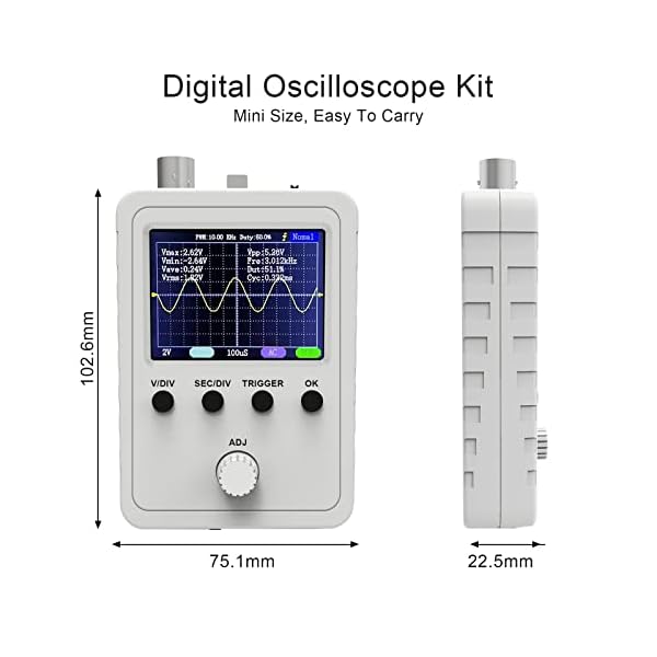 AUKUYEE Updated 2.4" TFT Digital Oscilloscope Kit with Power Supply and BNC-Clip Cable Probe Q15001 (Assembled Finished Machine) - Image 5