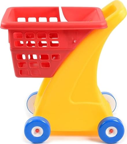 Little Tikes Shopping Cart yellow and red plastic toddler shopping cart made in USA