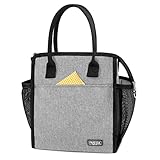 Fmeida Insulated Lunch Bags for Women Men Reusable Lunch Box Bag Lunch Tote Bag with Front&Side Pock