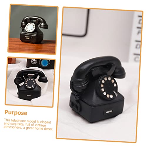 Teléfono de disco retro vintage HOMSFOU 2 piezas miniatura 4