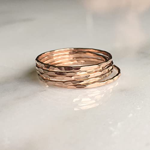 Hammered Ring, Thin Stacking Rings, Minimalist Rings For Women, Rose Gold Stackable Rings (Size 6, Rose Gold Fill) #TOP7