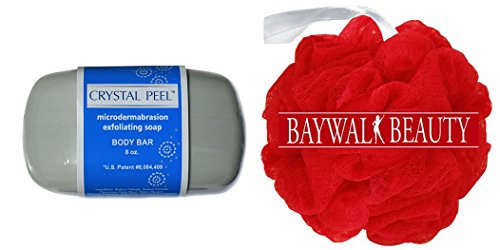 Crystal Peel Microdermabrasion Exfoliating Soap Body Bar, 8 Ounce With FREE Shower Pouf