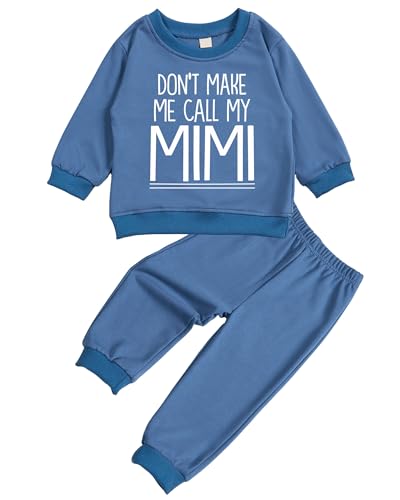 SunoZee Toddler Baby Letter DON'T MAKE ME CALL MY MIMI Long Sleeve Sweatshirt Top Jogger Pants Set Cute Fall Winter Clothes Set