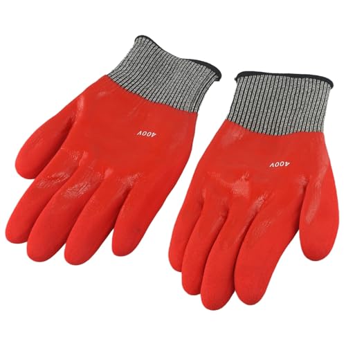 Vibsky 400V Isolierende Handschuhe, PSA Elektrische Sicherheitshandschuhe für stromführende Drahtarbeiten, Rot, 1 Paar