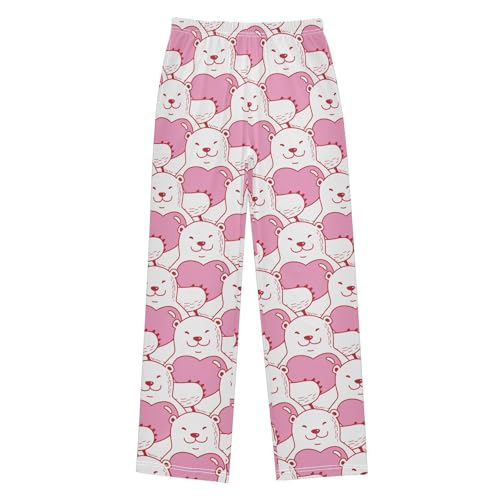 Boys' Pants Bear Heart Valentine Long Bottoms Jogger Pants Elastic Waist Trousers with Pockets S-XL