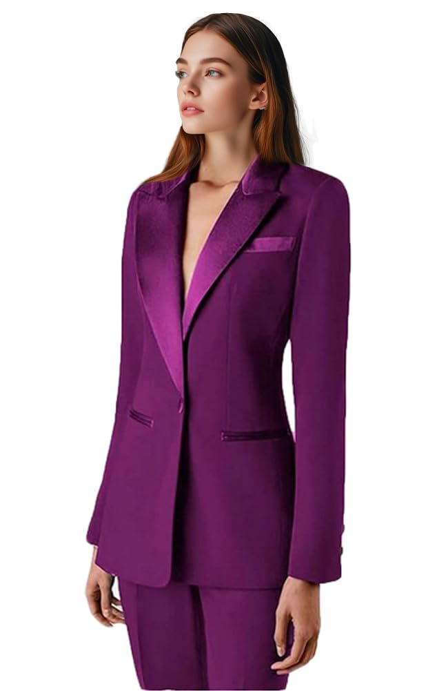 Costume deux pièces pour femme - Coupe ajustée - Blazer et pantalon - Tenue décontractée - Tenue de bal de fin d'année