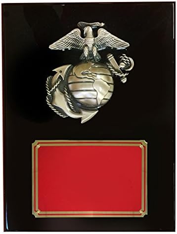 SHOP AWARDS AND GIFTS Customizable United States US Marine Award Plaque Personalized Custom Engraved 9x12 Inch BlackPiano Finish with Engraving Plate, Includes Personalization