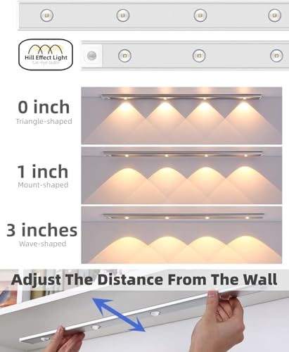Image of Motion Sensor LED Under Cabinet Light - 40cm USB Rechargeable Wireless Stick-On Lamp | 1200mAh Battery | Dimmable Closet, Kitchen, Wardrobe, Stairs