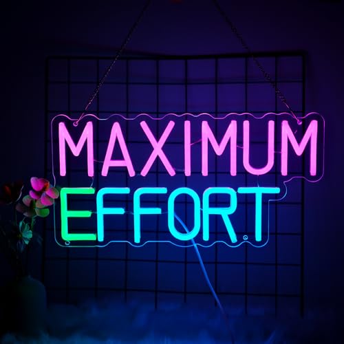 Image of inchMAXIMUM EFFORT inch Neon Signs, Large Neon Signs, LED Neon Signs for Wall Decorations, Neon Wall Lights with USB Power Supply, Neon Wall Lights for Bedroom Living Room Bar Wall Art Neon Christmas