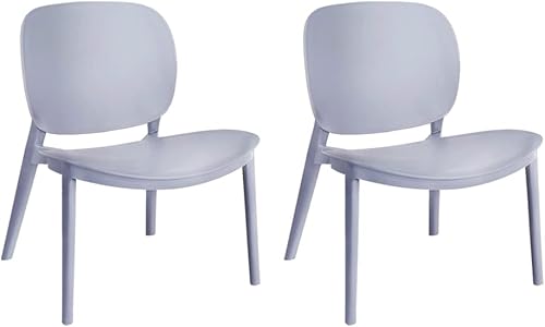 Miniatura 4 de CangLong Silla de comedor PP sin brazos para comedor, sala de estar, dormitorio, cocina, juego de 2, gris