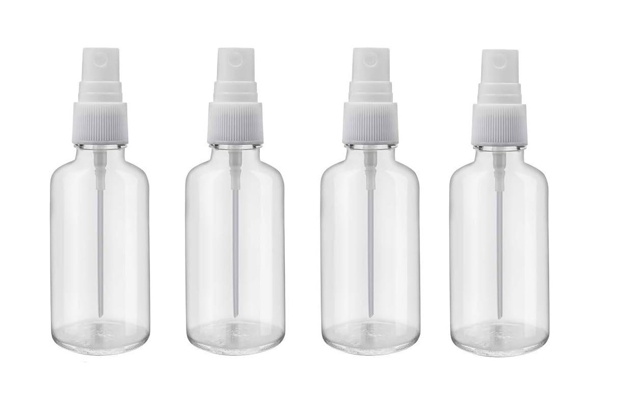 GLAVON Fine Mist Spray Bottle 200ml Empty Cosmetic Refillable Travel Containers Plastic Hair Spray Bottle Sprayer for Perfume Skincare Makeup Lotion (Combo Pack of 4)