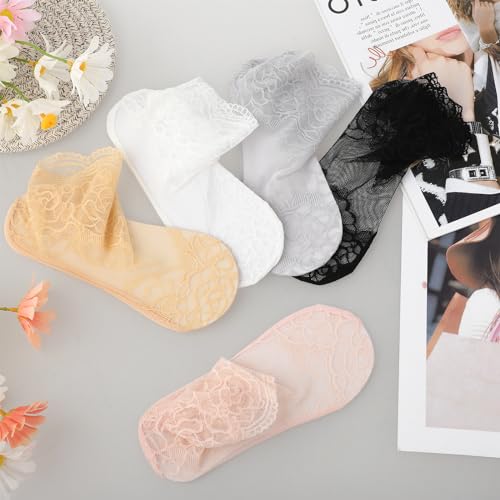 5Pairs Women's Lace Socks Sheer Lace Socks Fishnet Socks Ankle Mesh Lace Socks Lace Loose Socks for Women Girls3