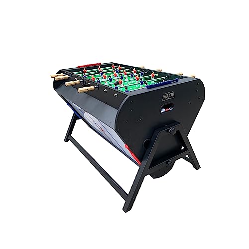 KICK Triplex 55" 3-in-1 Swivel Multi Game Table (Black) – Foosball, Air Hockey & Billiards Combo – Telescopic Rods, Premium Accessories & Durable Design for Home Game Rooms