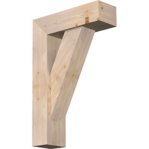 Ekena Millwork BKT0806X24X36TRA05SDF Traditional Block Smooth Bracket w/Offset Brace, Douglas Fir