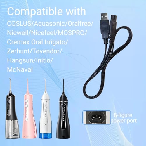 Image of Water Flosser Charger, Compatible with COSLUS, Aquasonic, Oralfree, Nicwell.Nicefeel, MOSPRO, Zerhunt, Tovendor, Hangsun, Cremax, Oral, Fairywill lrrigators (Black)