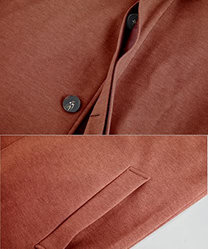 Ryannology Men Notch Lapel Single Breasted Long Trench Coat Fleece Pea Coat Warm Fall Winter Peacoat Overcoat Brown #TOP3