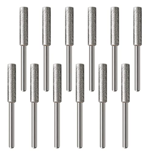 VGOL 12PCS 4.0mm Diamond Chainsaw Sharpener Burr Grinding Stone File Sharpening Polishing Grinding Tool for Chainsaw Grinder or Other Rotating Tool