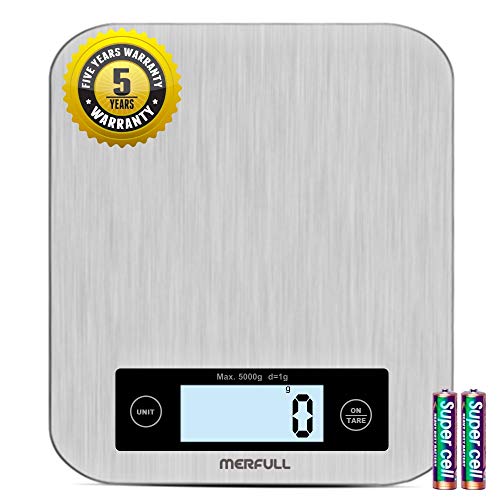 MERFULL Digital Kitchen Scale, Big Stainless Steel Panel Food Scale Accurate Digital Weight