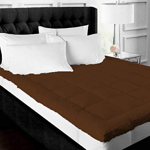 Texlux Soft 500 GSM Microfiber Bed Mattress Topper for Queen Size 60x72 Inch | All Season Comfortable Sleep 2 Inch Thick Mattresses Padding Queen Size -(Brown, 6x6.25 Feet, 4 Corners Elastic Band)