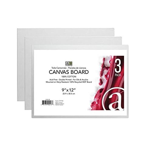 Art Advantage Canvas Board, Wood, White, 9 x 12-inch, 3 Pack Cover