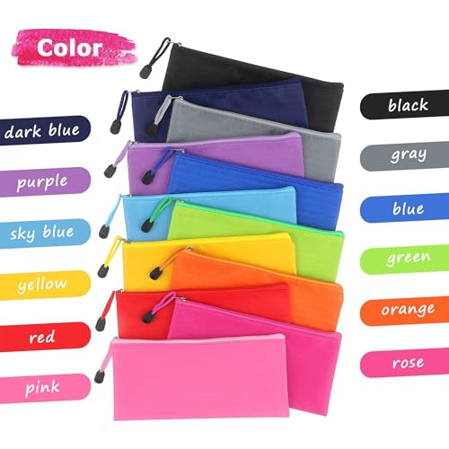 12 Stück Wasserdichte Dokumententasche Geldtaschen Banktasche, Reißverschluss-Aktentaschen, Reißverschlusstasche, Datei Taschen mit Reißverschluss Dokumentenmappe (A6(23 * 11.5cm))