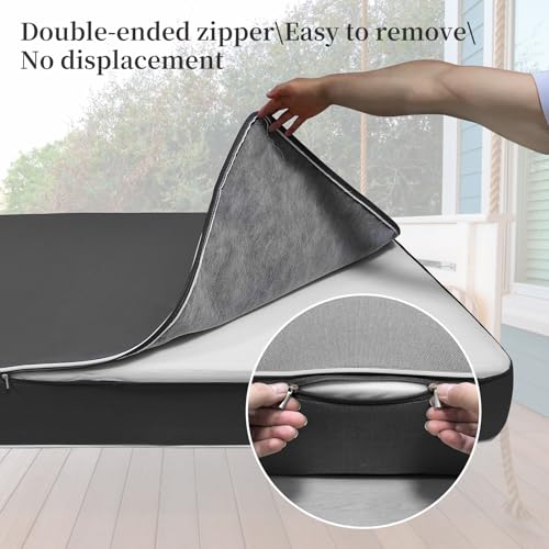 Image of Twin Size Porch Swing Day Bed Cushion Set Include Mattress with Cover,Patio Hanging Daybed Indoor Cushions Set (Dark Gray, 75 * 39 * 6in)