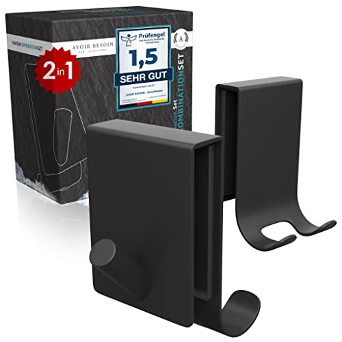 AVOIR BESOIN 2in1 Handtuchhaken 2er Set | Handtuchhalter Badhaken Duschwandhaken Bad Küche | ohne Bohren Rasierer Halterung Dusche Duschabzieher