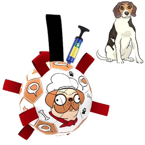 CHUKCHI Pelota de fútbol para perros, juguetes interactivos para perros para tirar de la guerra, juguete de agua para perros, regalos de cumpleaños para cachorros, bolas duraderas para perros
