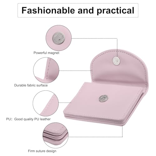 Image of uxcell PU Leather Business Card Case, Business Name Card Holder Wallet with Magnetic Shut Pocket Holder for Women Credit ID Card, Pink
