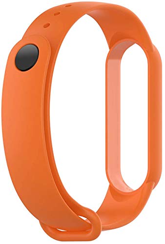 Image of WOW IMAGINE Replacement Strap Wristband for Mi Band 5 Smartwatch | Soft Silicone Matte Sport Wristband Accessory Flexible Bracelet Compatible with Xiaomi Mi Band 5 - Tangrine Orange