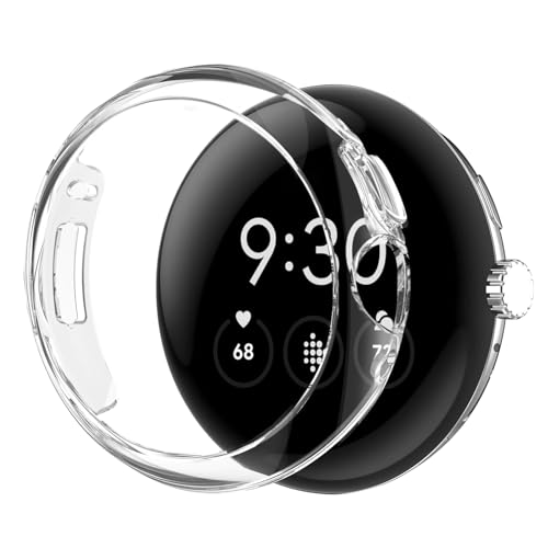 BELIYO �Ή� �s�N�Z���E�H�b�`3 �p�P�[�X ����t���[��Google Pixel Watch �J�o�[ PC�f�� ?�ʕی� �����^ �����ȒP �ϏՌ� ���h�~(45mm,�N���A)