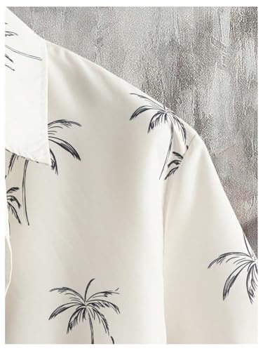 GORGLITTER Men's Patchwork Print Button Front Short Sleeve Collar Shirt and Drawstring Waist Shorts Set with Pocket3