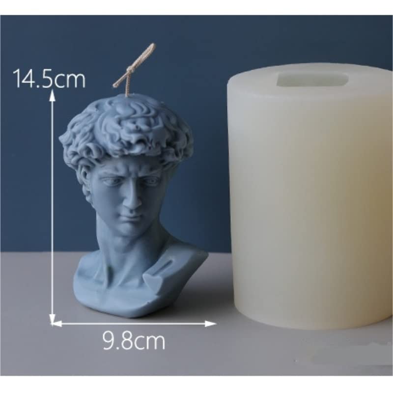IRGVJIFR Silikon-Kerzenform – David-Statue, 3D-Porträt, DIY Für Duftkerzen, Seife, Gips, Harz, Ca. 4,9x7,5 Cm, Flexibel & Wiederverwendbar