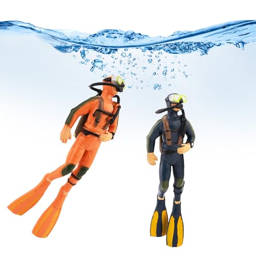 Bekecidi - Bekecidi 2 Pack Fish Tank Decorations Little Diver Decorative Ornament Floating Pendant for Creative Fish Tank Accessories, Aquarium Decorations, Marine Landscaping(blue+orange) - -55%