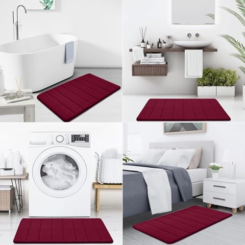 Homaxy Memory Foam Komfortabel Dick Badezimmerteppich, 40 x 120 cm, Weinrot – Ansicht 7