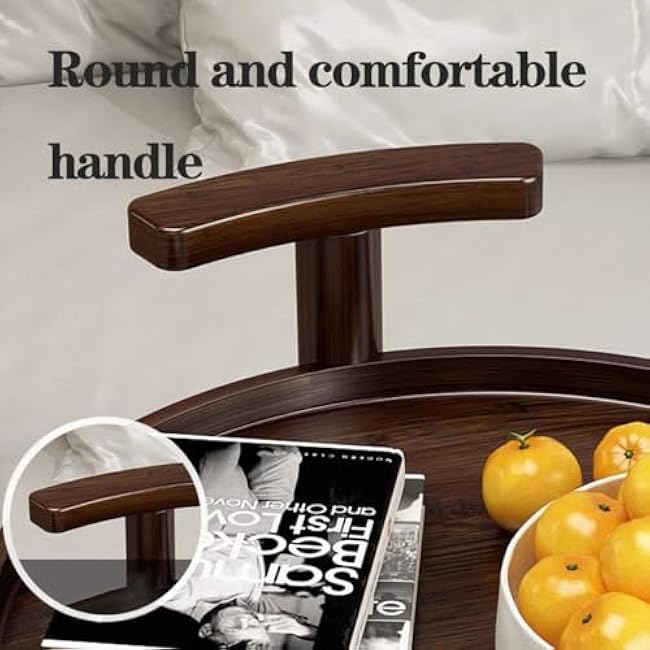 Wood Side Table 3-Tier Modern End with Wheels,Small Round Nightstand Bedside Table,Mobile Unit Organizer Serving Trolley Storage Cart for Kitchen(Style-1) (Style)-6tkJBaTO