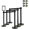 Retractable Stanchion, 6 Posts + Signframe, 36 Ht, 78 Belt + Extra Replacement Cassettes (Black Belt + Black/Yellow Cassettes)